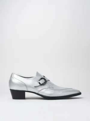 ADRIAN 30MM MONK-STRAP IN SILVER LEATHER