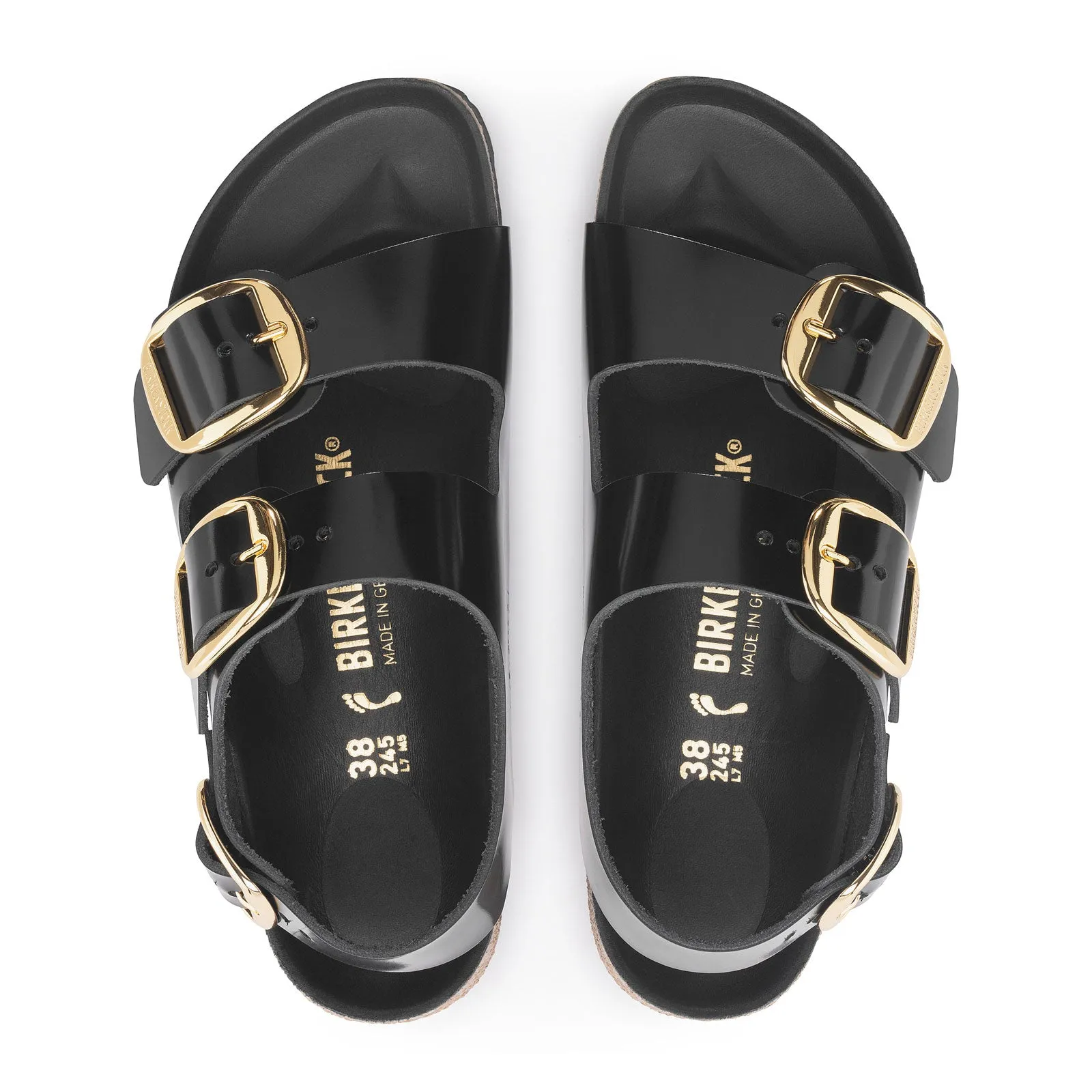 Birkenstock Milano Big Buckle Backstrap Sandal (Women) - High Shine Black Leather