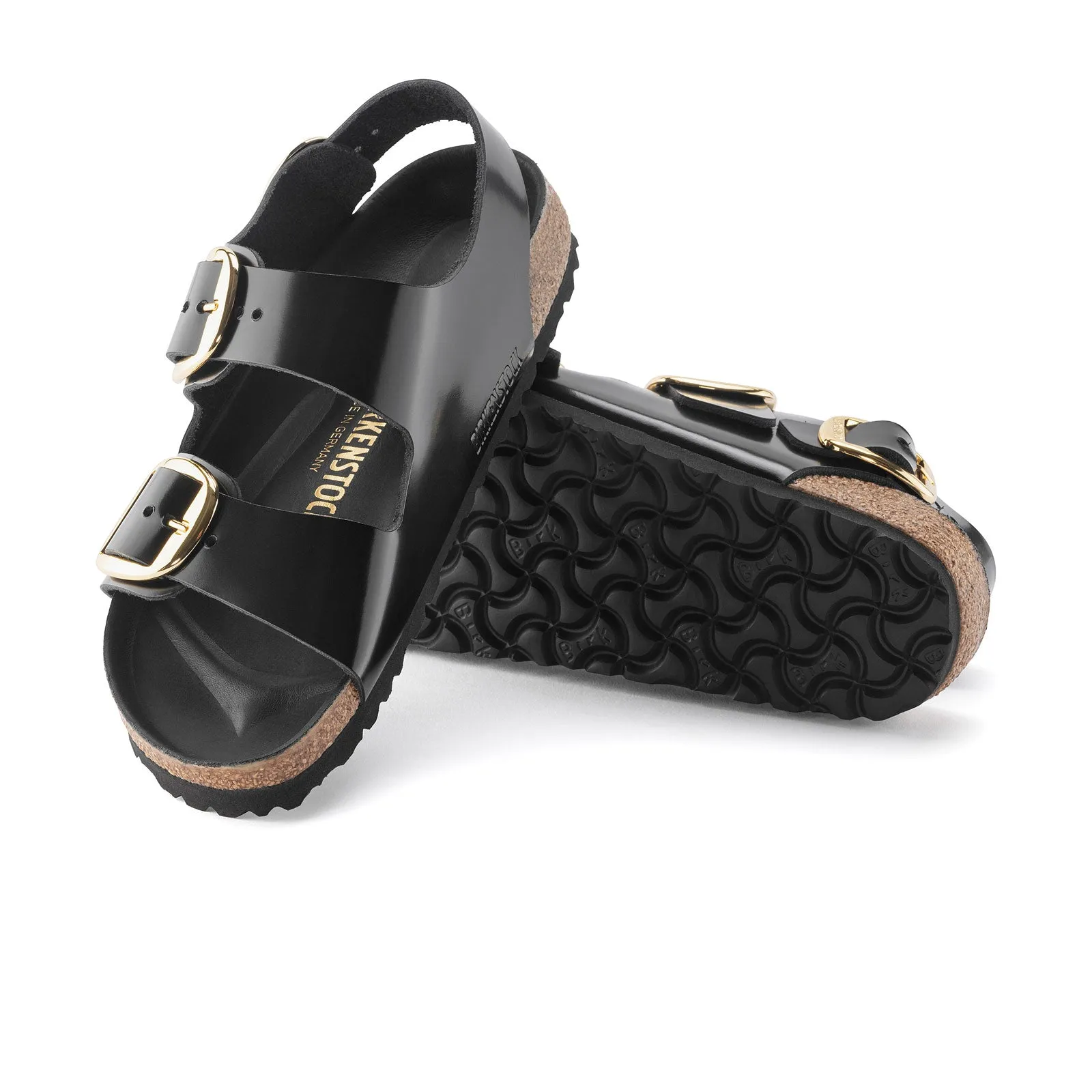 Birkenstock Milano Big Buckle Backstrap Sandal (Women) - High Shine Black Leather
