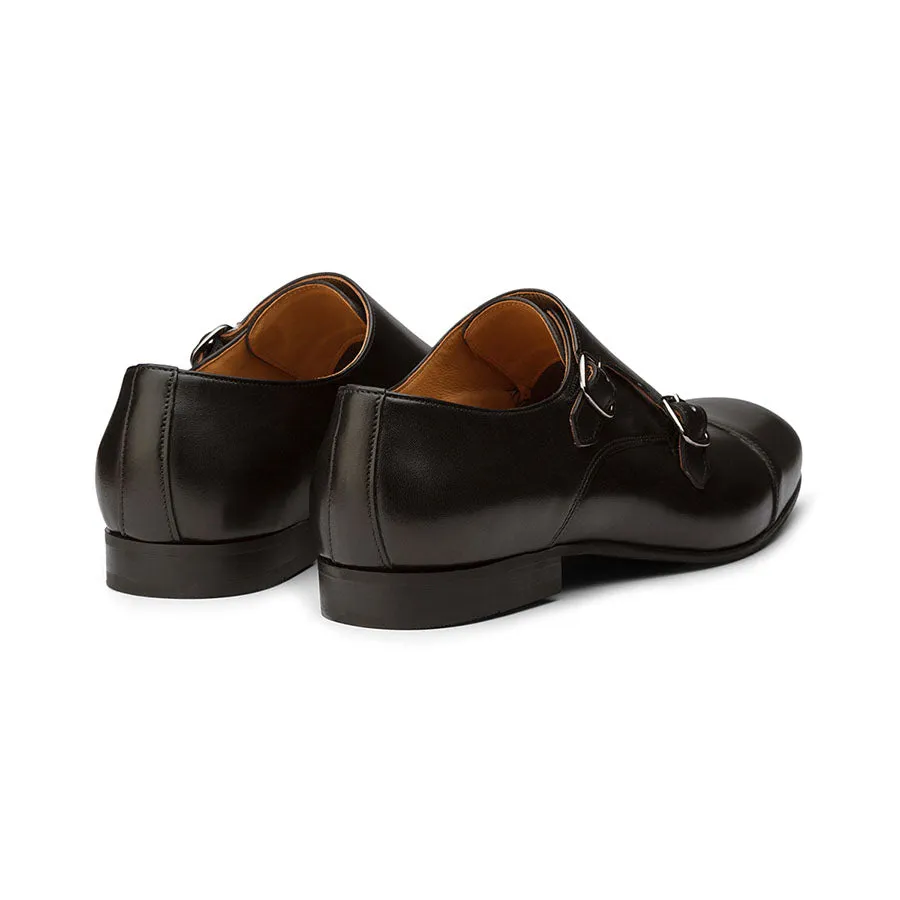 Black Captoe Monk Straps