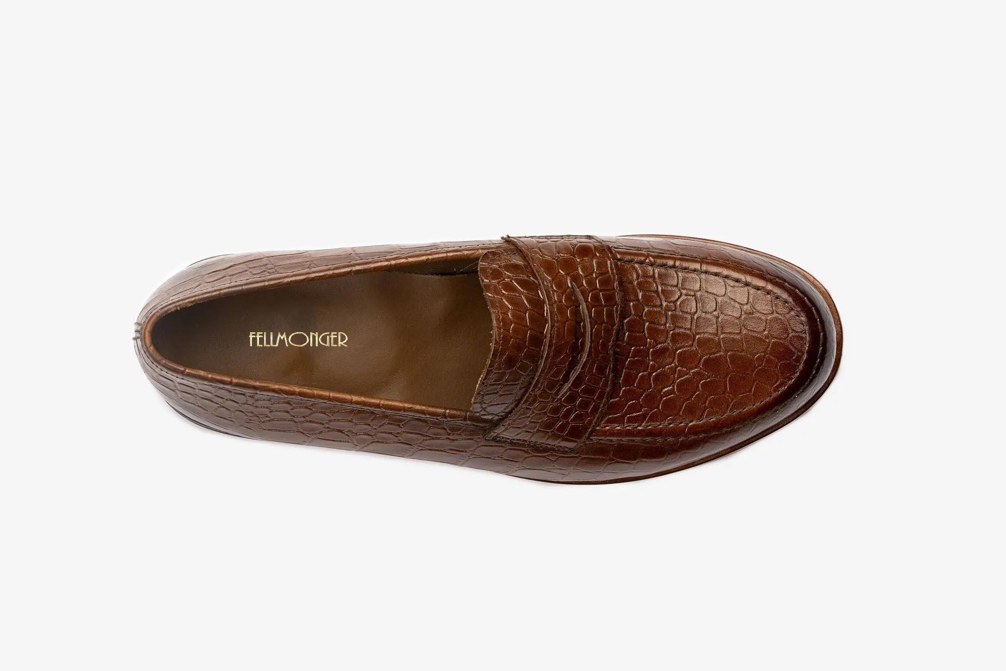 Brown Croco Penny Moccasins