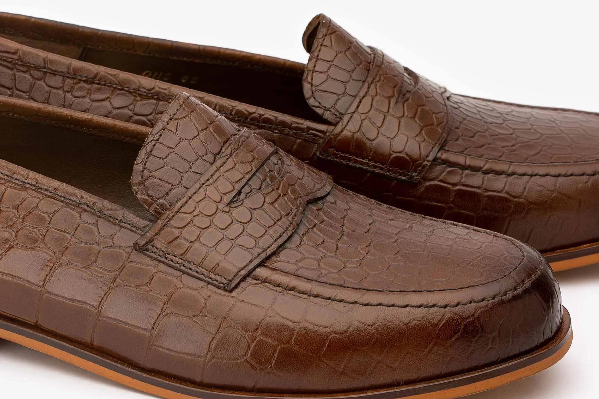 Brown Croco Penny Moccasins