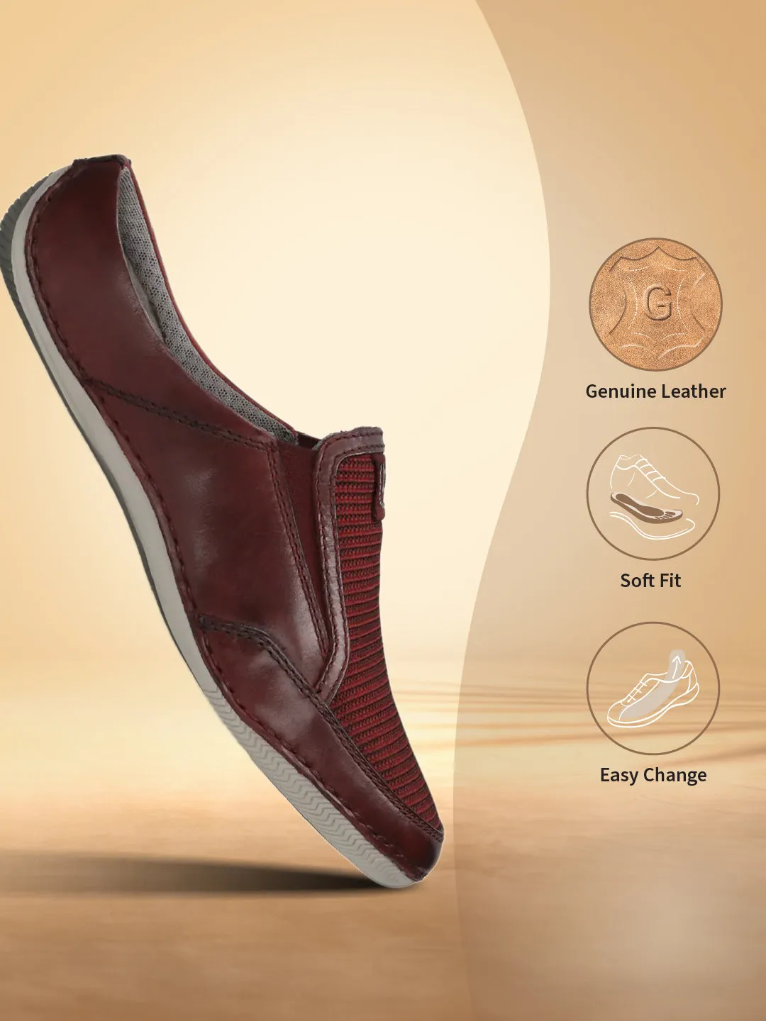 bugatti Dark Red Premium Leather  Slip On