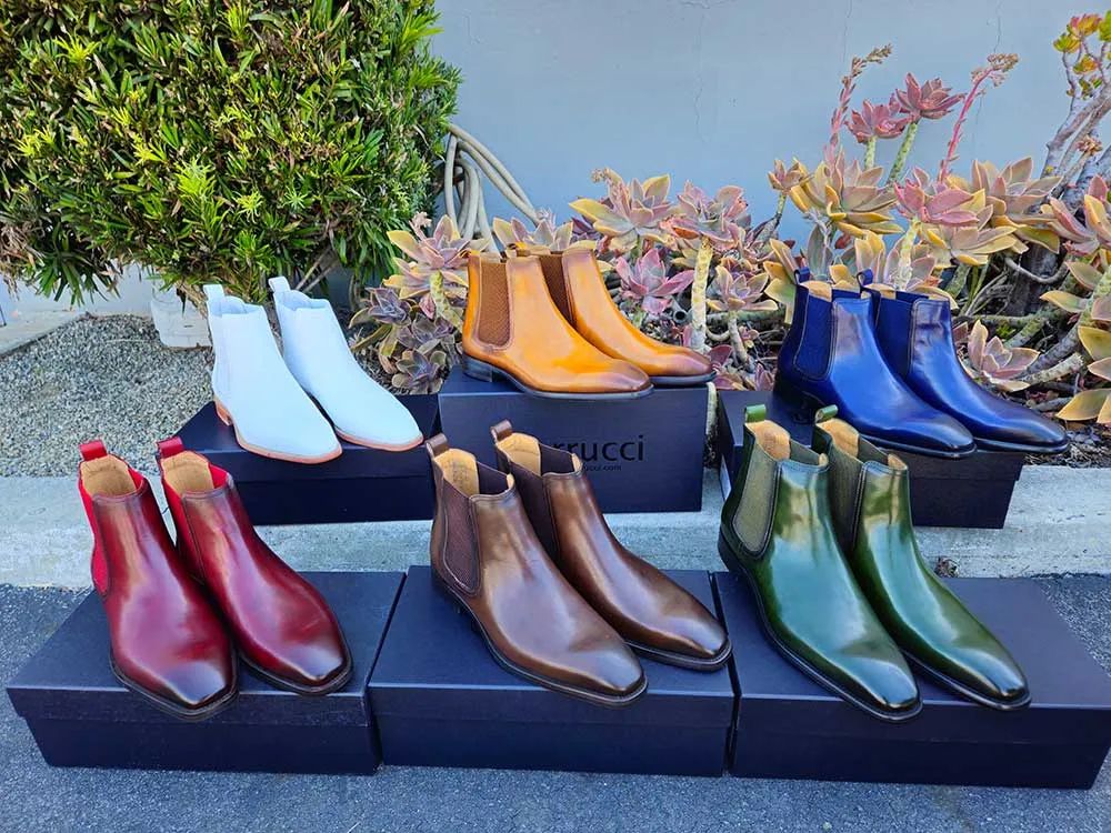 Carrucci Olive Men's Calfskin Leather Slip-on Chelsea Boot Style No: KB509-30