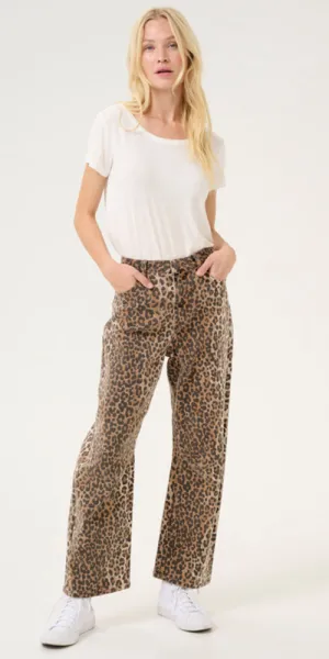 Culture Leopard Print Barrel Jeans