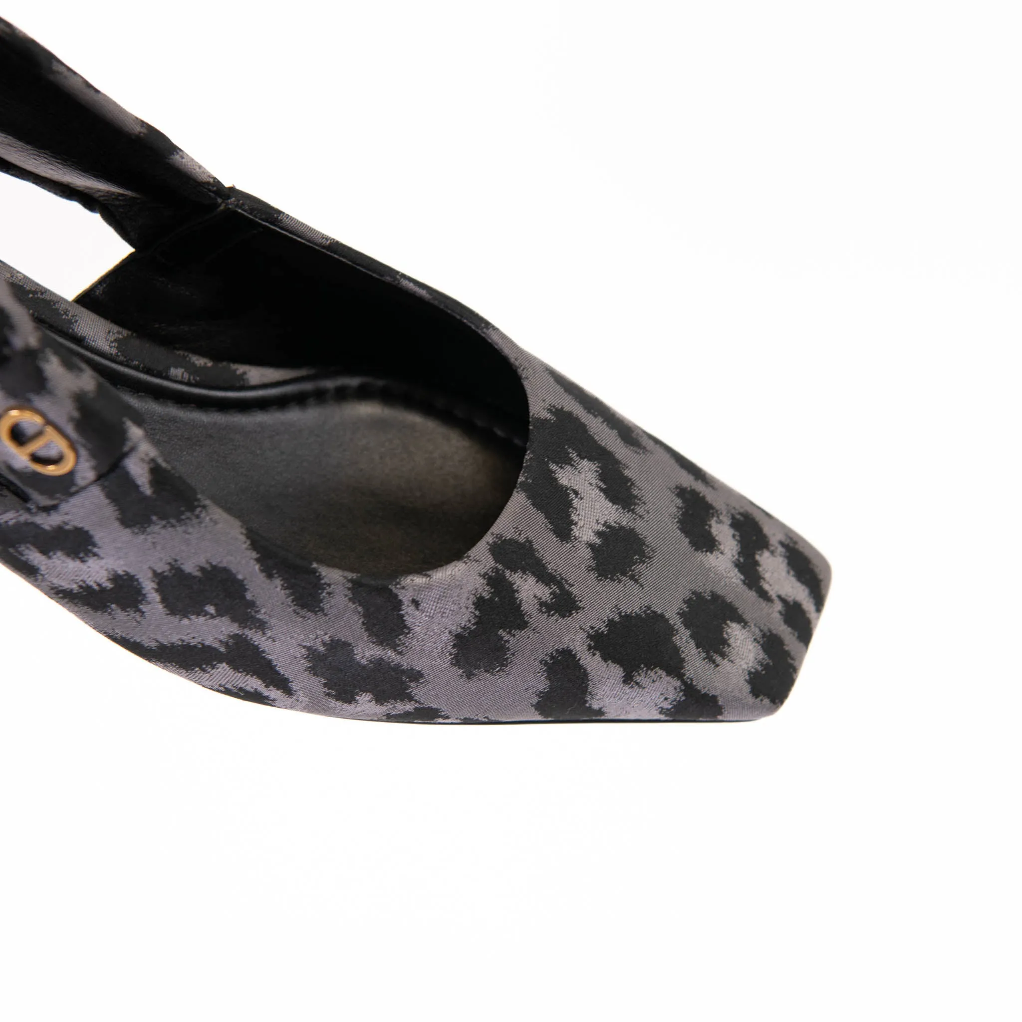 Dior Gray & Black Leopard Print Mitza Kitten Heels Size 39.5