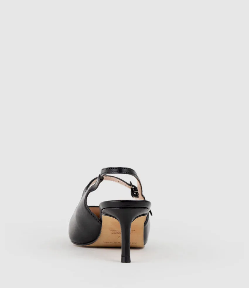 DOVE55 Slingback with Strap in Black Calf