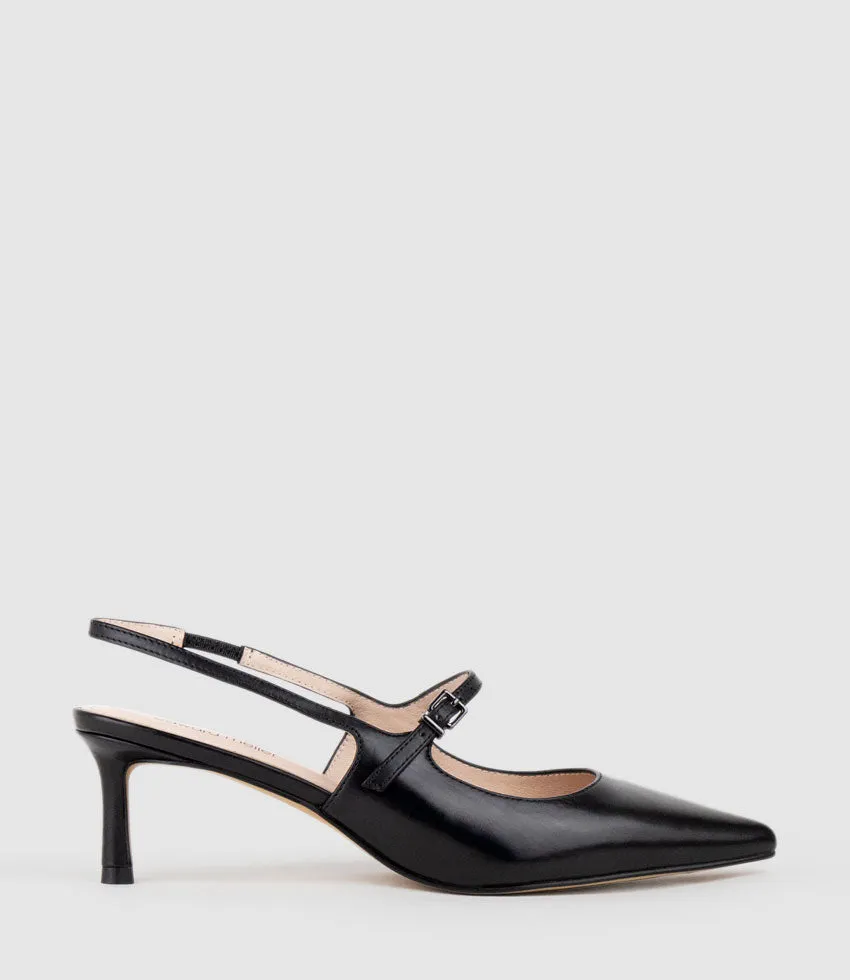 DOVE55 Slingback with Strap in Black Calf