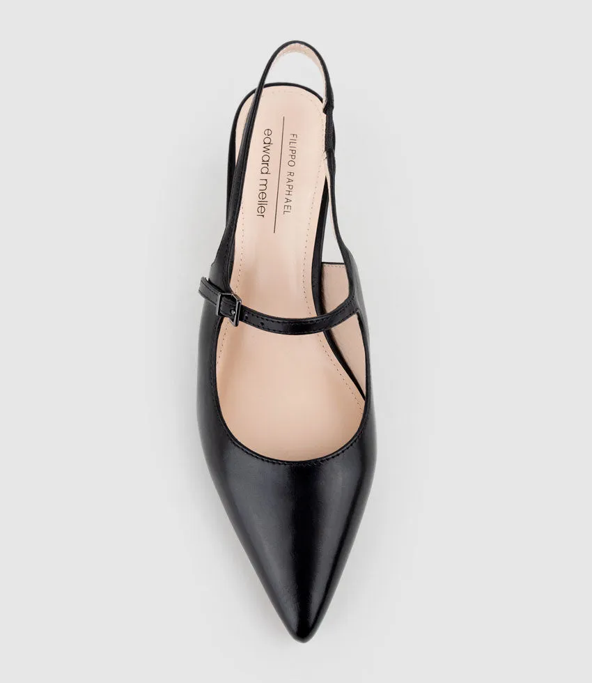 DOVE55 Slingback with Strap in Black Calf