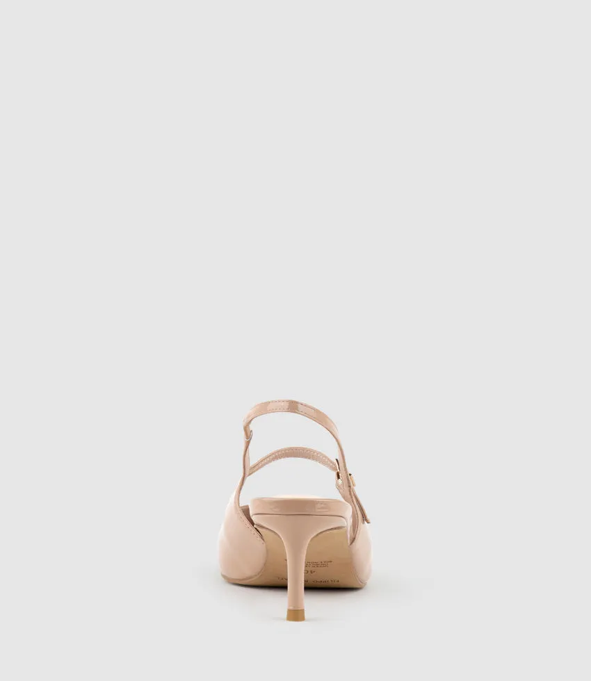 DOVE55 Slingback with Strap in Nude Patent