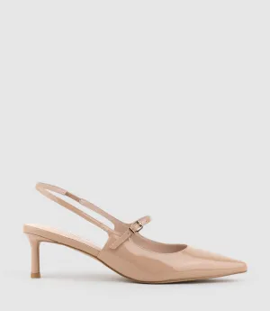 DOVE55 Slingback with Strap in Nude Patent