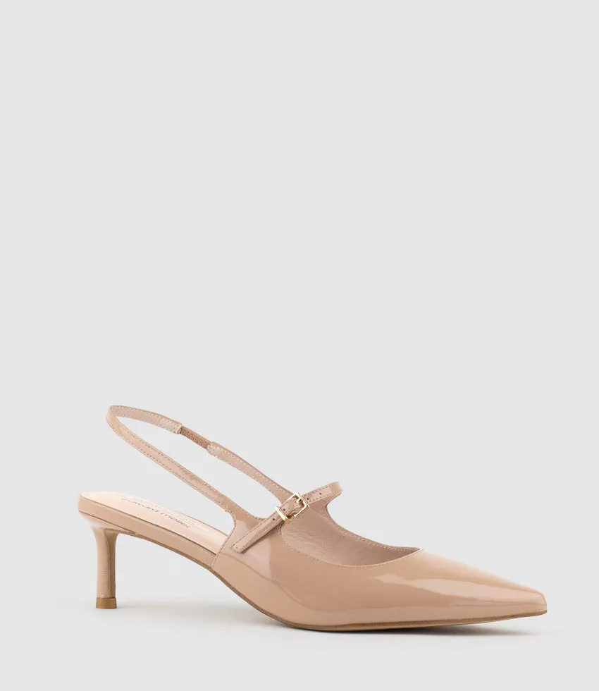DOVE55 Slingback with Strap in Nude Patent