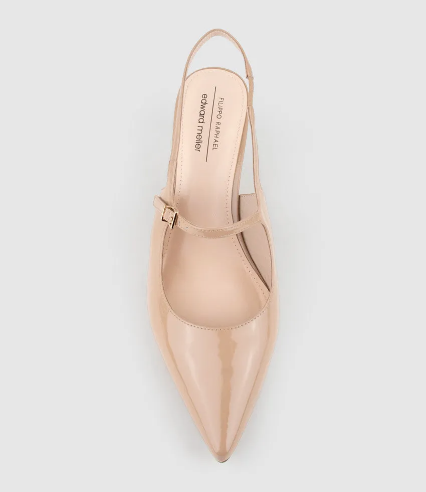 DOVE55 Slingback with Strap in Nude Patent