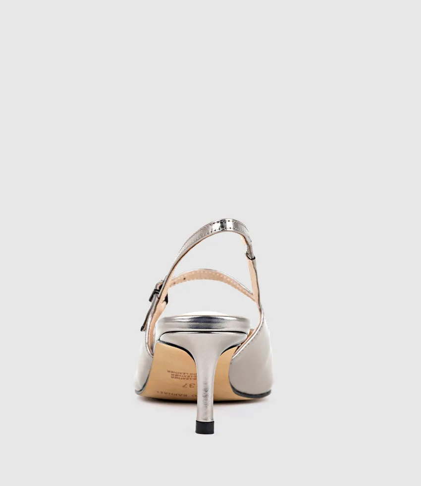 DOVE55 Slingback with Strap in Pewter High Shine