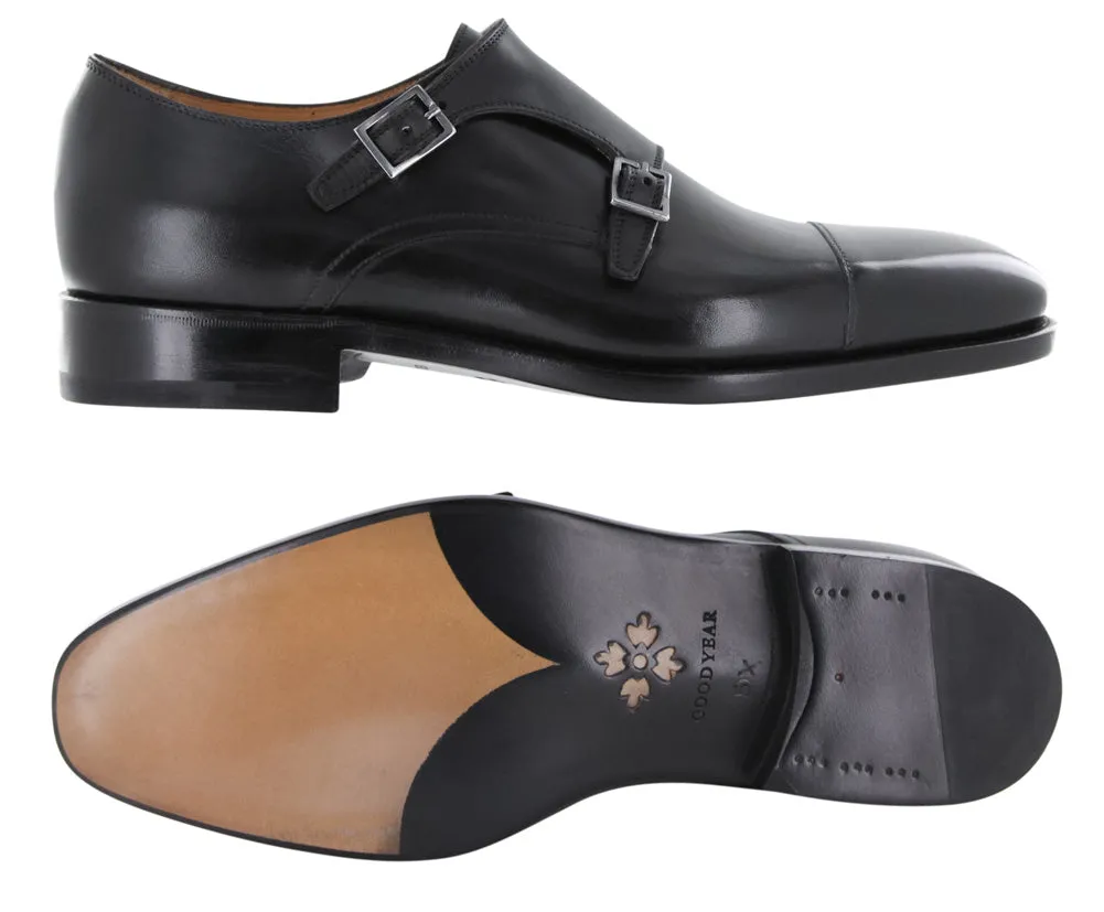 Fiori Di Lusso Black Double Monk Strap Shoes