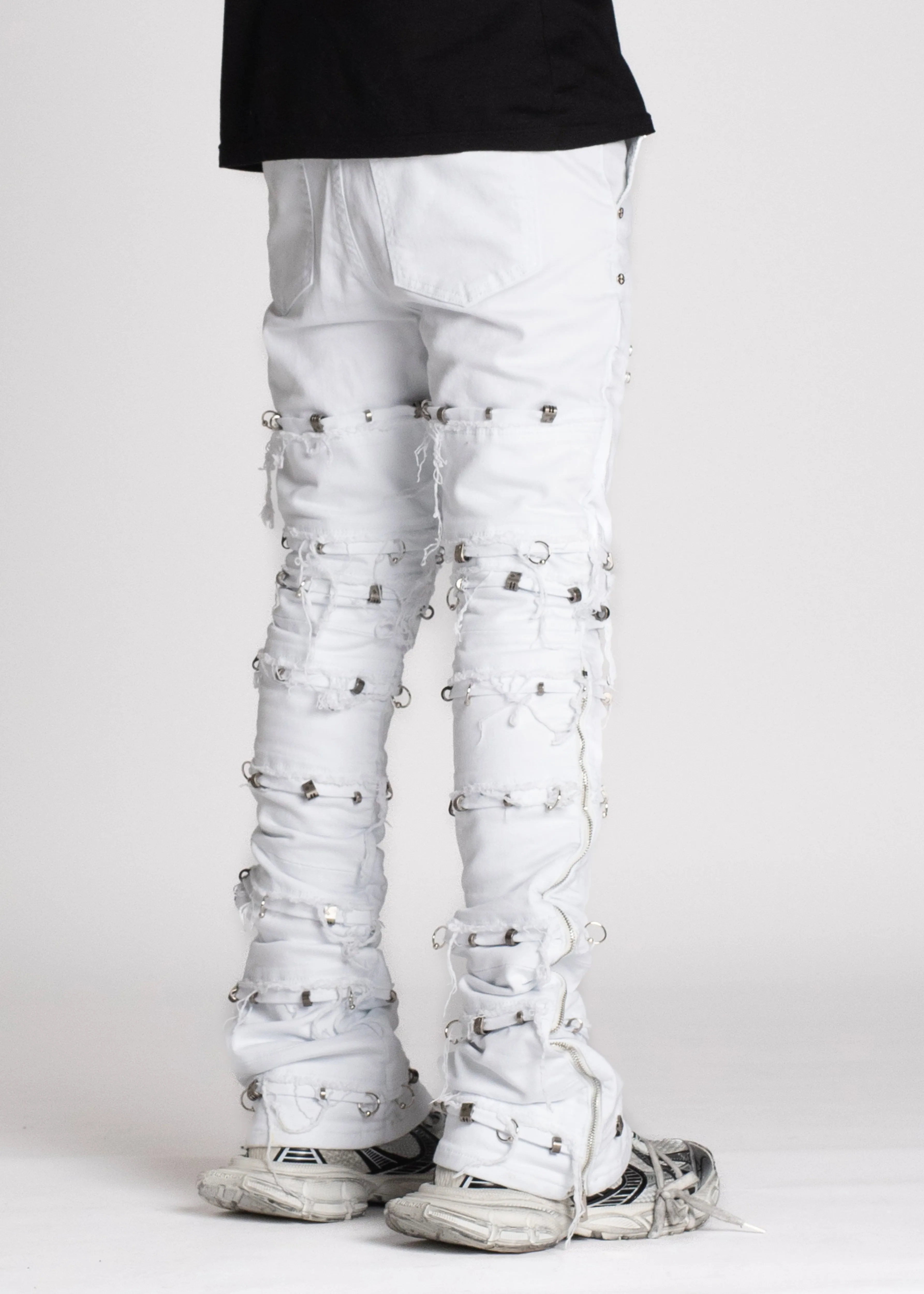 Ghost White Stacked Piercing Denim