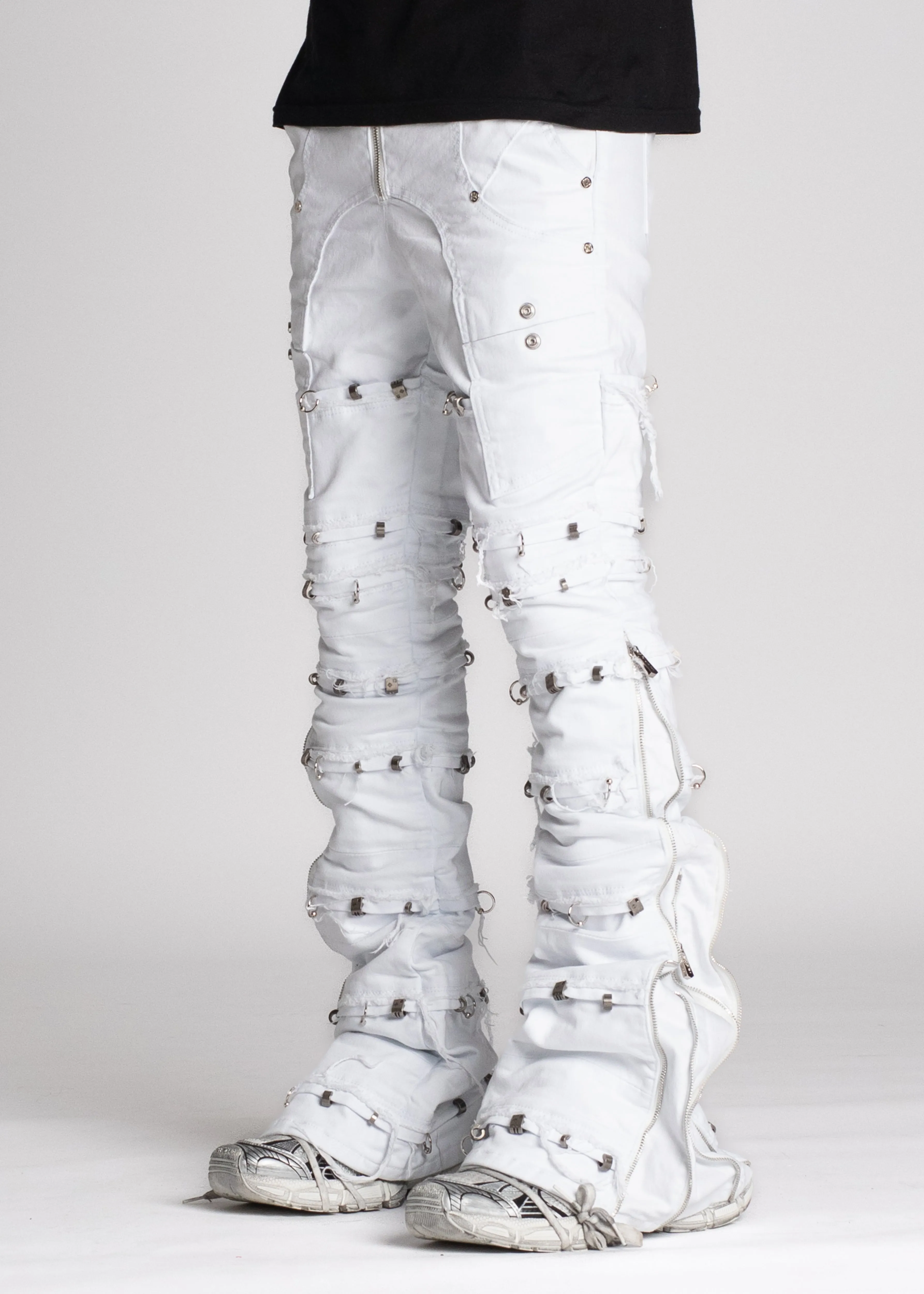Ghost White Stacked Piercing Denim