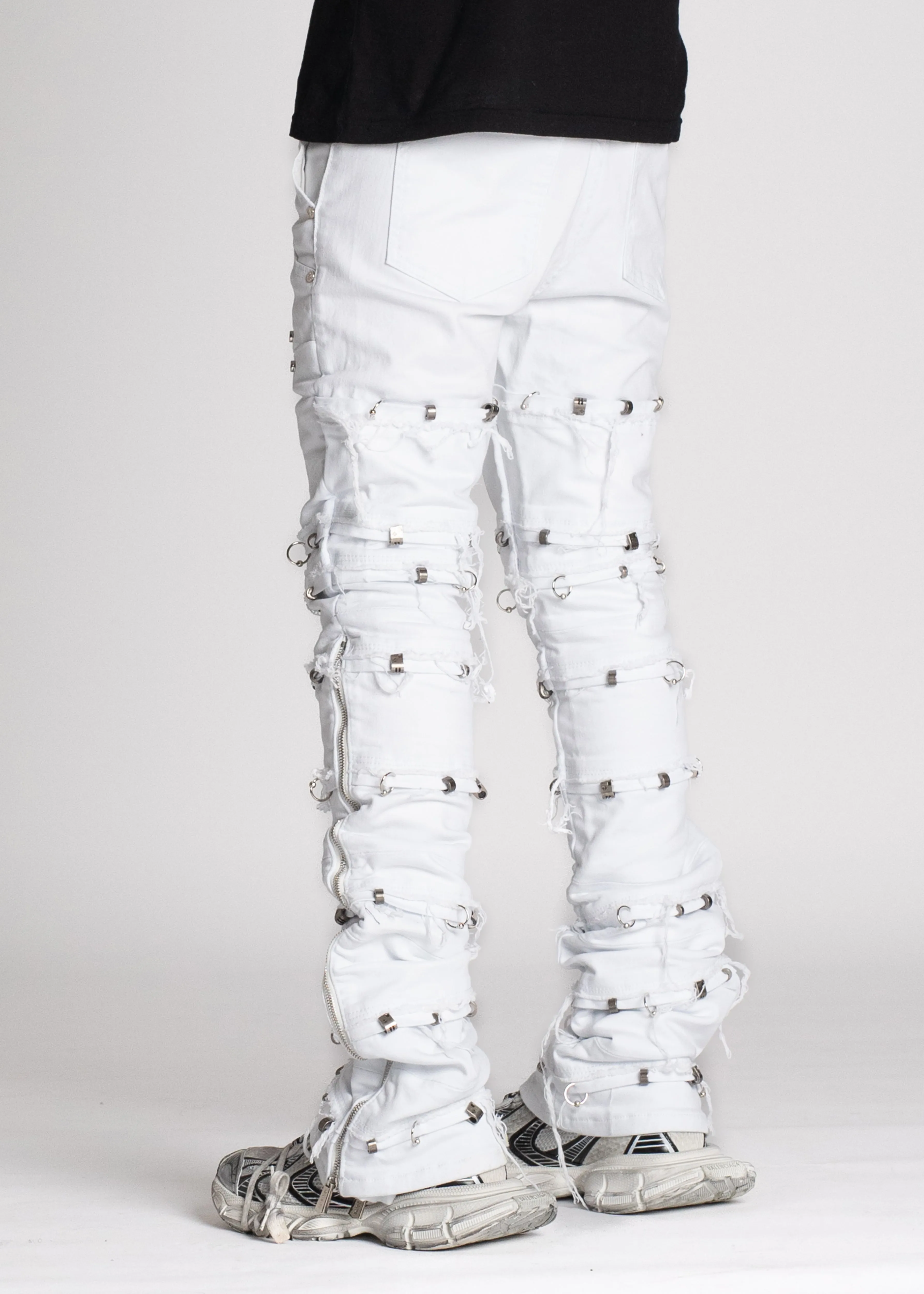 Ghost White Stacked Piercing Denim