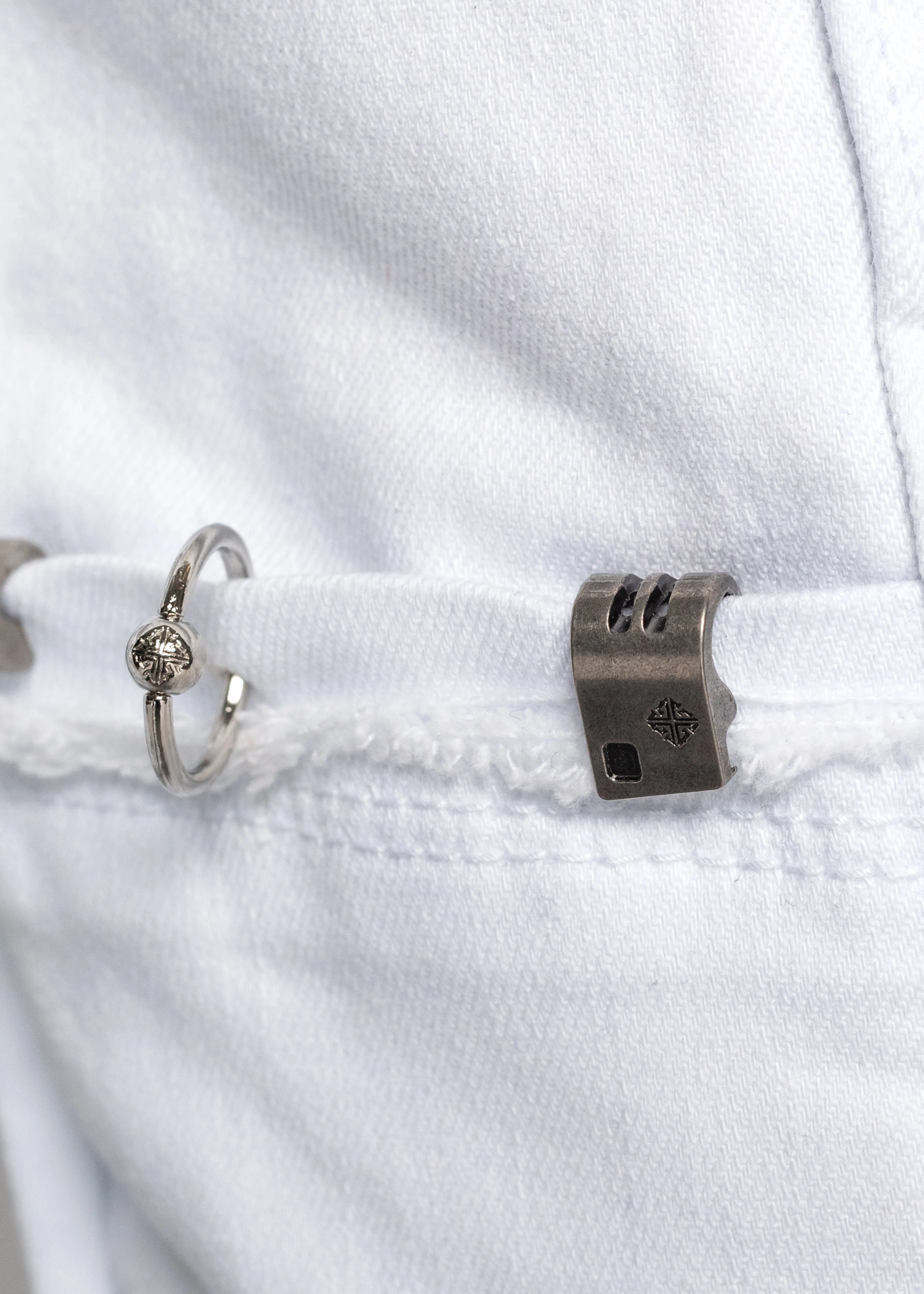 Ghost White Stacked Piercing Denim