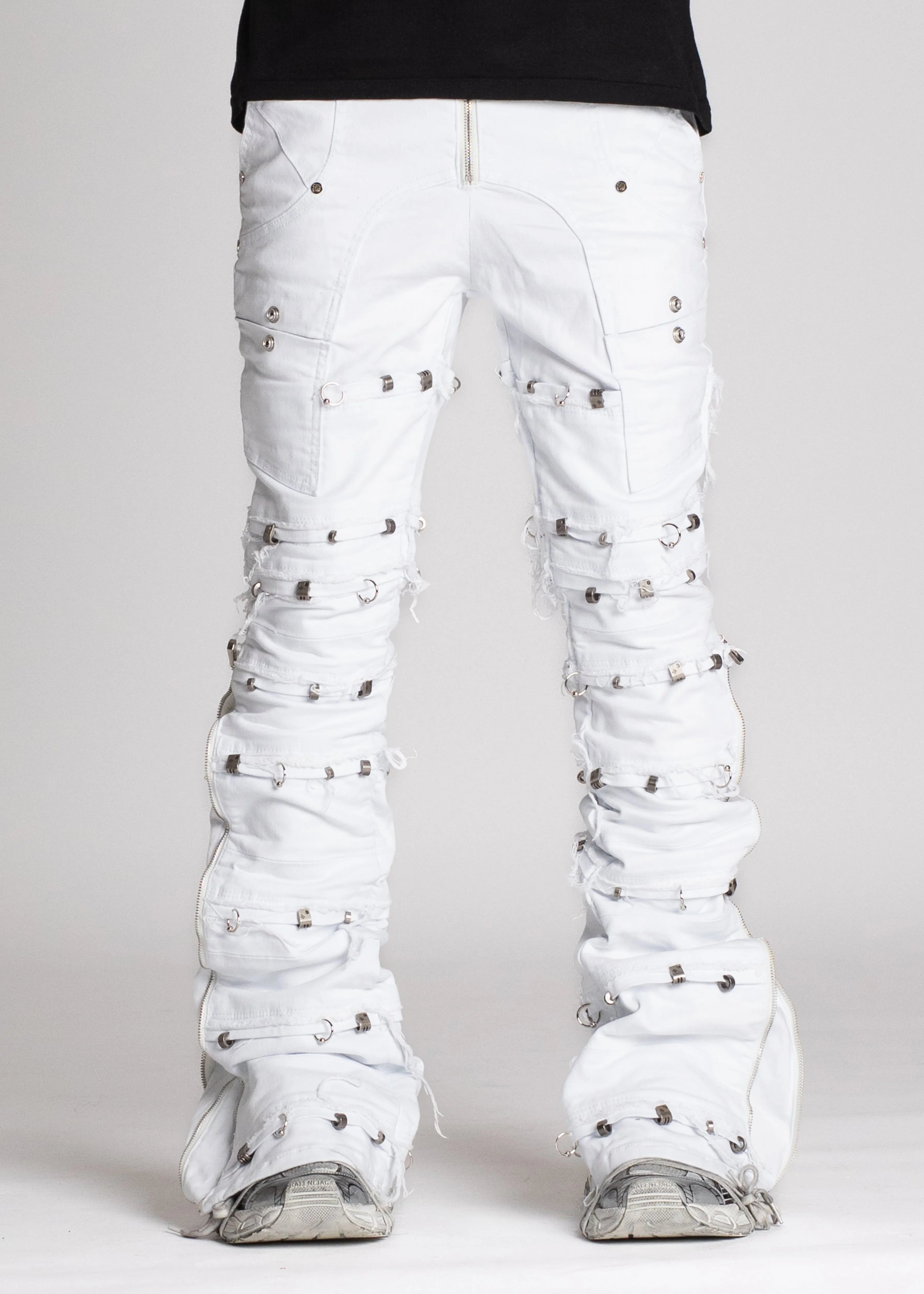 Ghost White Stacked Piercing Denim