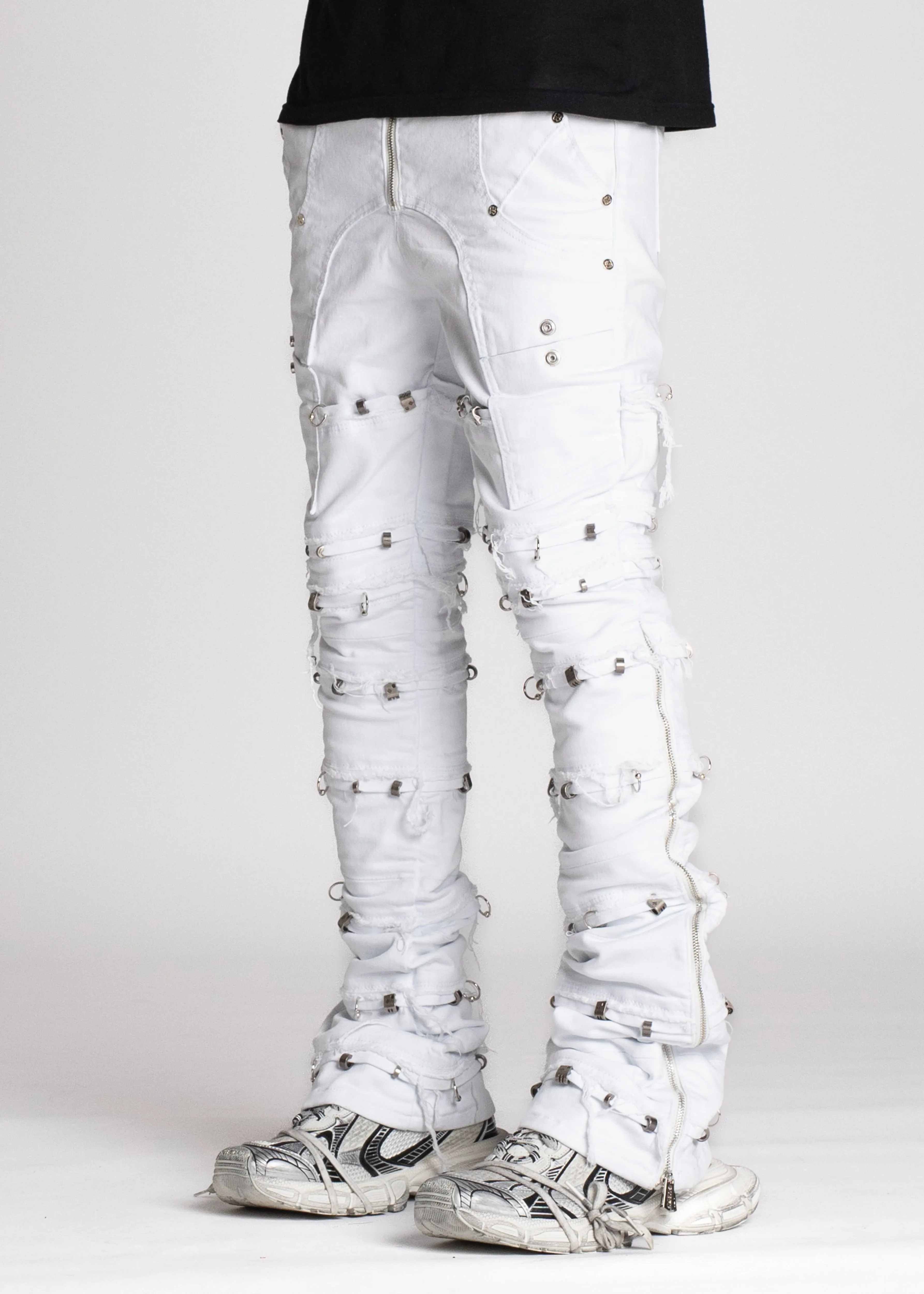Ghost White Stacked Piercing Denim