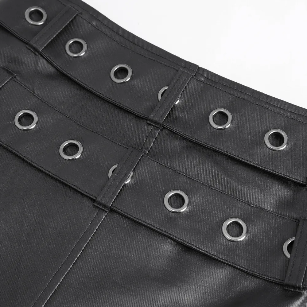 Gothic Black Kilt with Chains and Metal Details