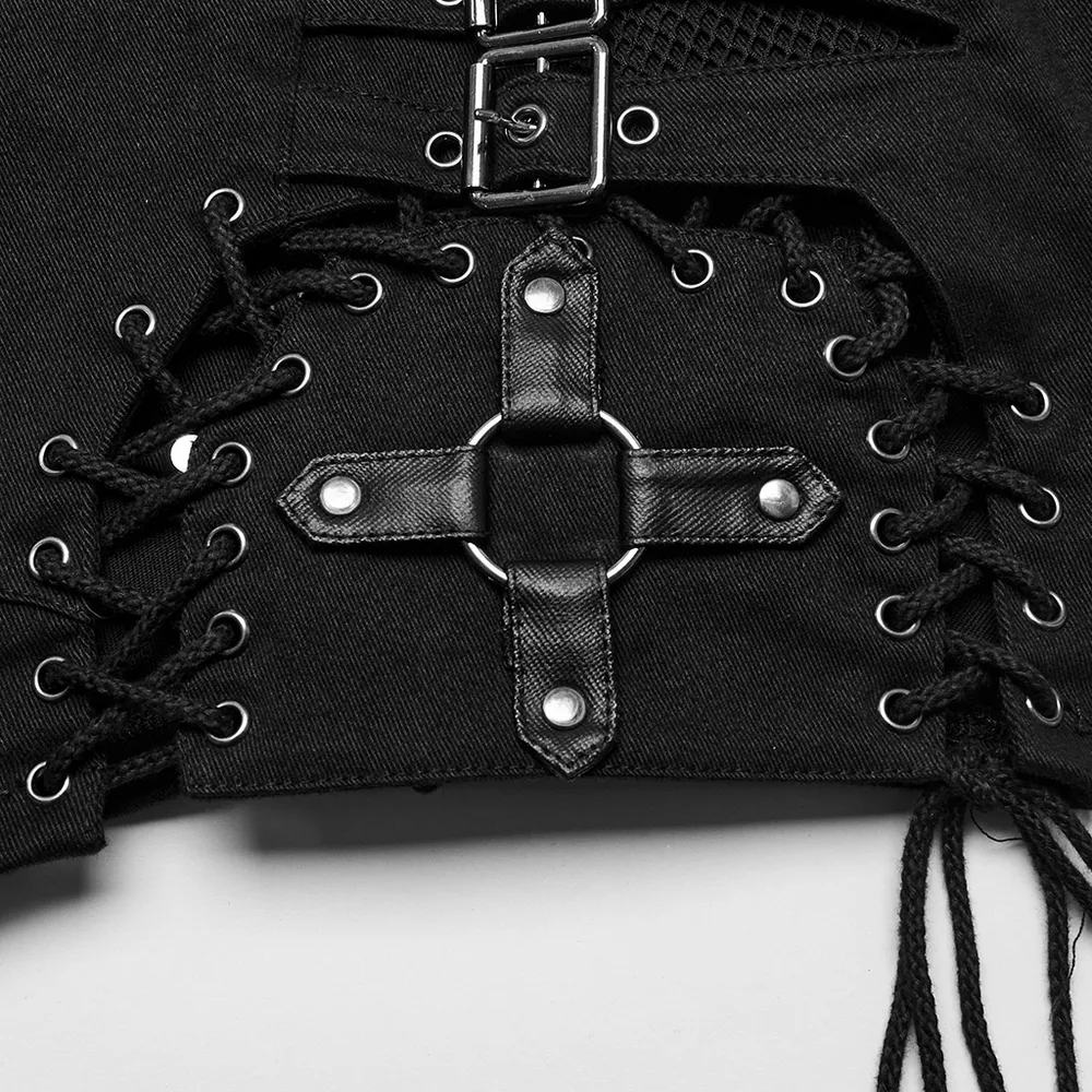 Gothic Women's Shorts with Low Waist and Side Laces