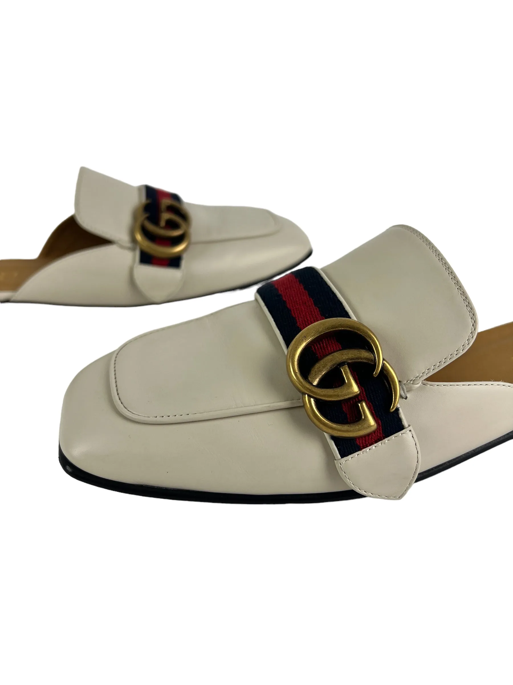 Gucci Size White Leather Slip Ons - uk 5.5