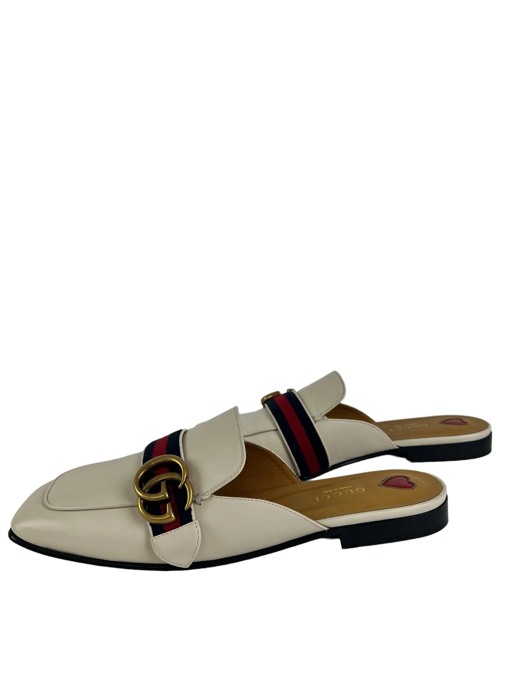 Gucci Size White Leather Slip Ons - uk 5.5