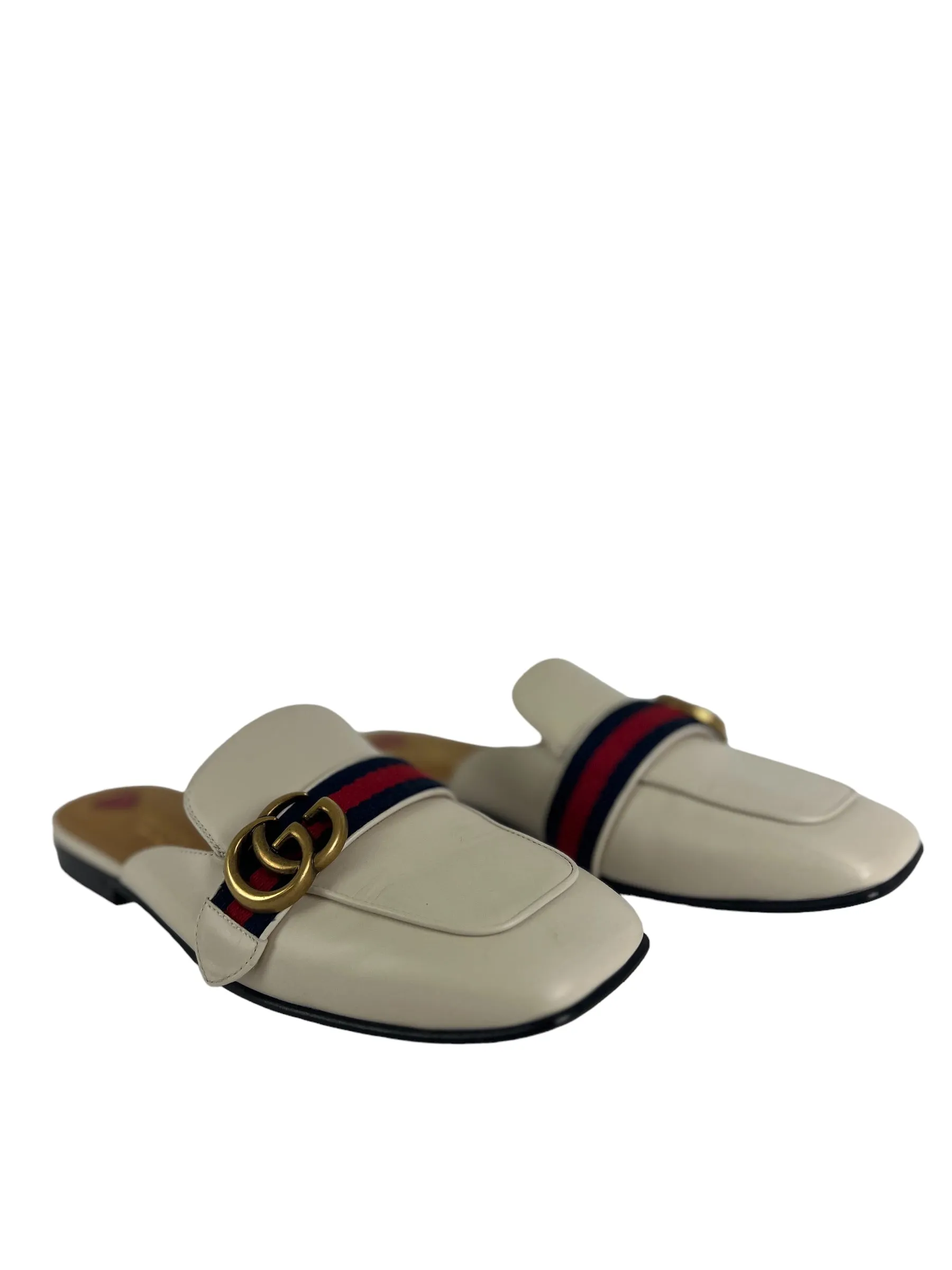 Gucci Size White Leather Slip Ons - uk 5.5