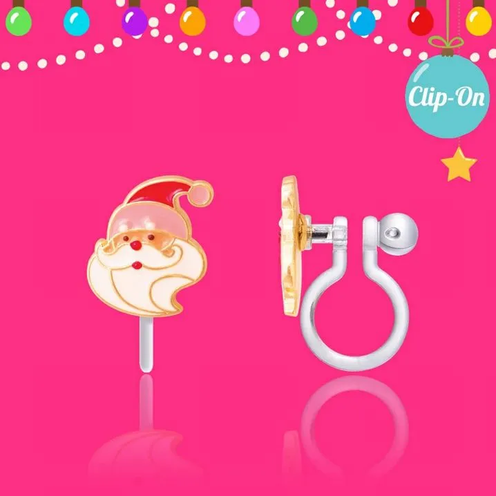 Holly Jolly Santa Clip On Earrings
