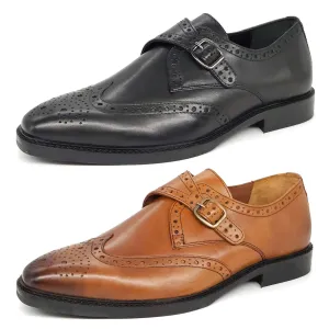 HX London Barnet Monk Strap Brogue Shoes