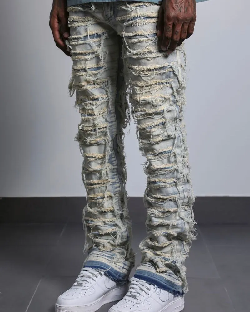 Jawd Shredded Stacked Jeans