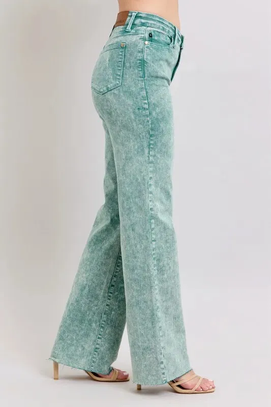 Judy Blue Full Size High Waist Garment Dyed Raw Hem Dad Jean Plus Size
