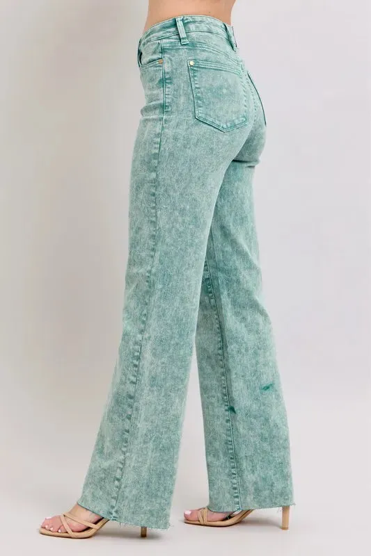 Judy Blue Full Size High Waist Garment Dyed Raw Hem Dad Jean Plus Size