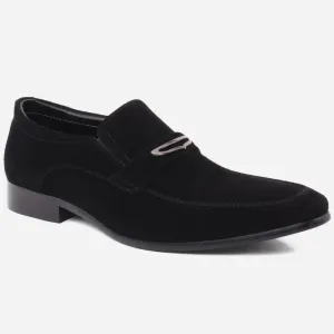 Men "CARLOS" Leather Buckle Detail Slip On Moc Toe Formal Leather Loafer Shoes