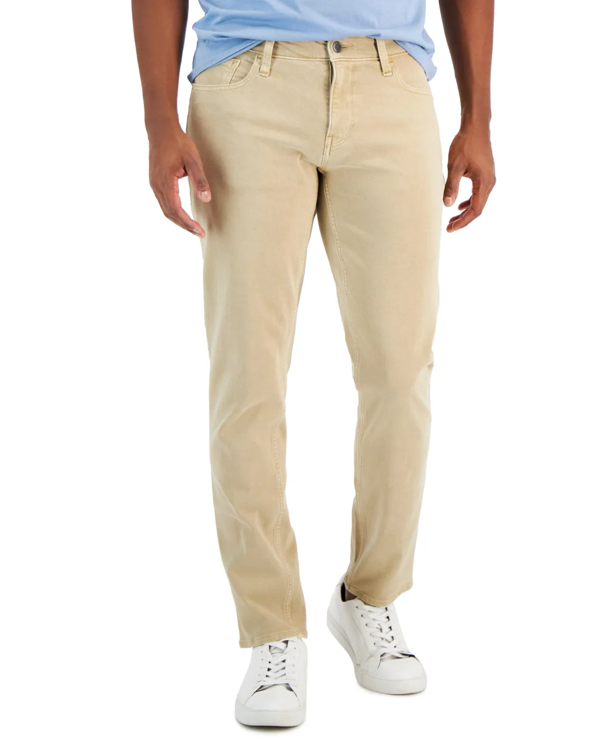 Michael Kors Mens Slim Straight Fit Parker Jeans Acid Wash 33 x 30 Beige Tan