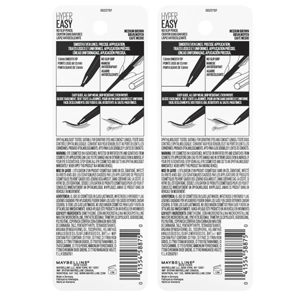 Pack of 2 Maybelline New York Hyper Easy Eyeliner, Medium Brown 003