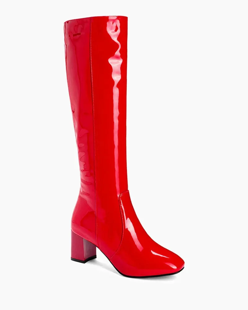 Patent Leather Knee High Long boots