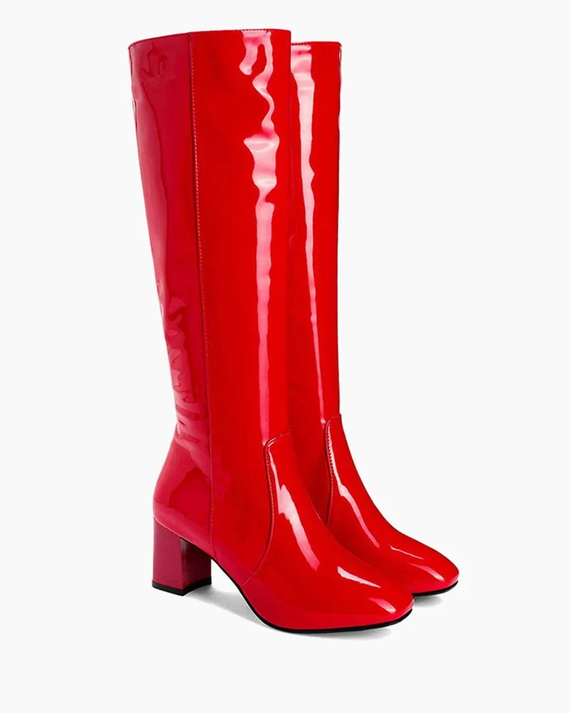 Patent Leather Knee High Long boots