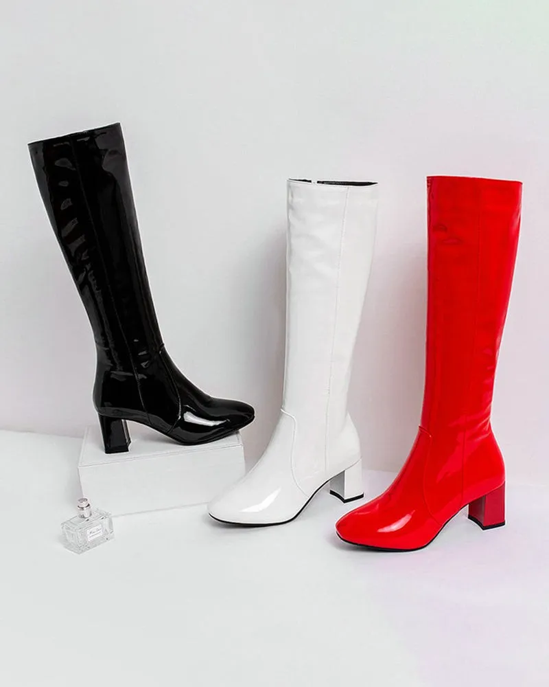 Patent Leather Knee High Long boots