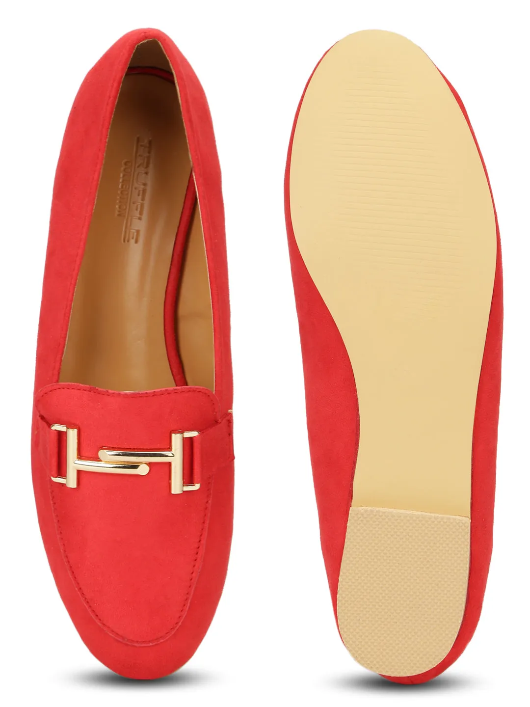 Red Micro Loafer Belly Flats