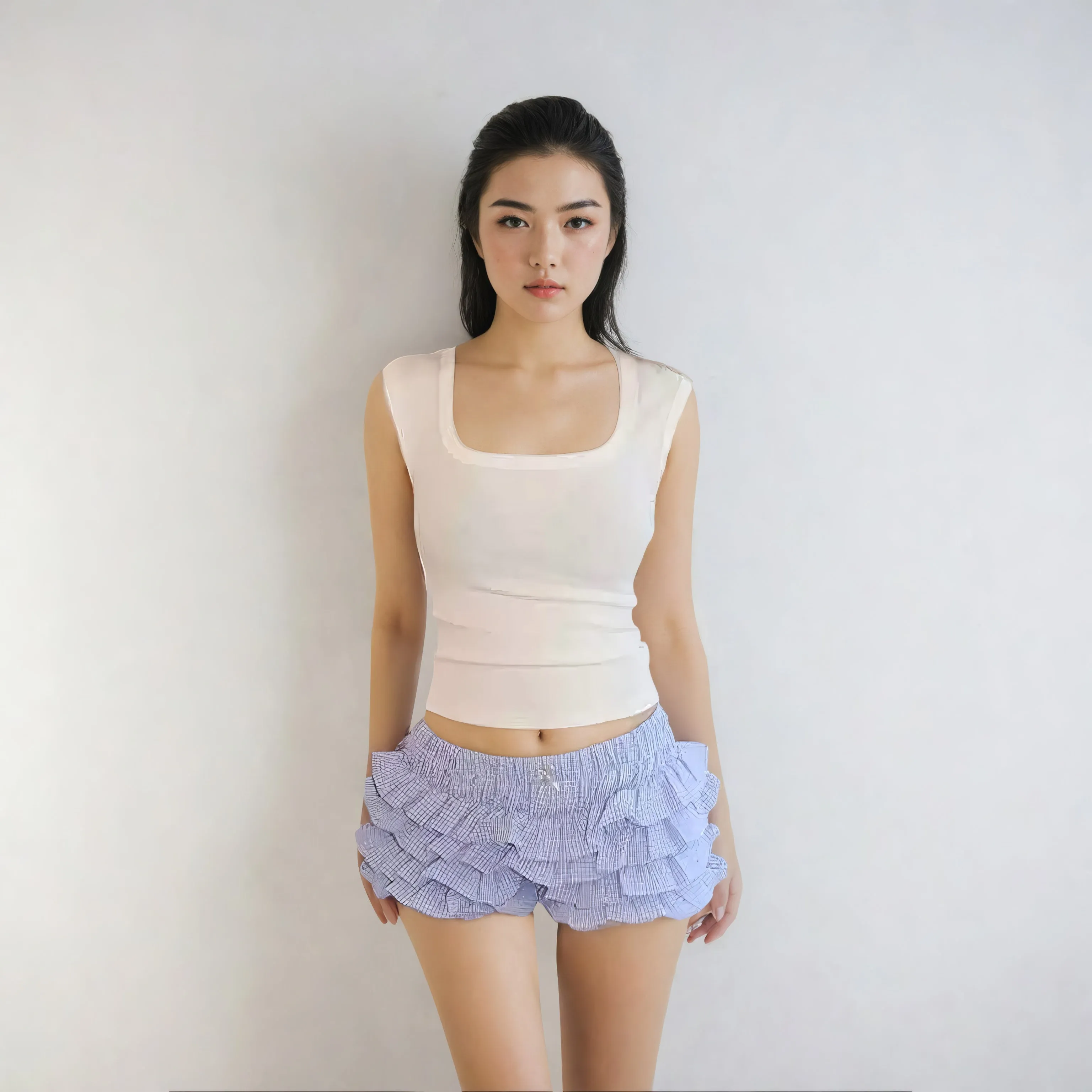 Ruffled Gingham Print Elastic Bloomer Shorts