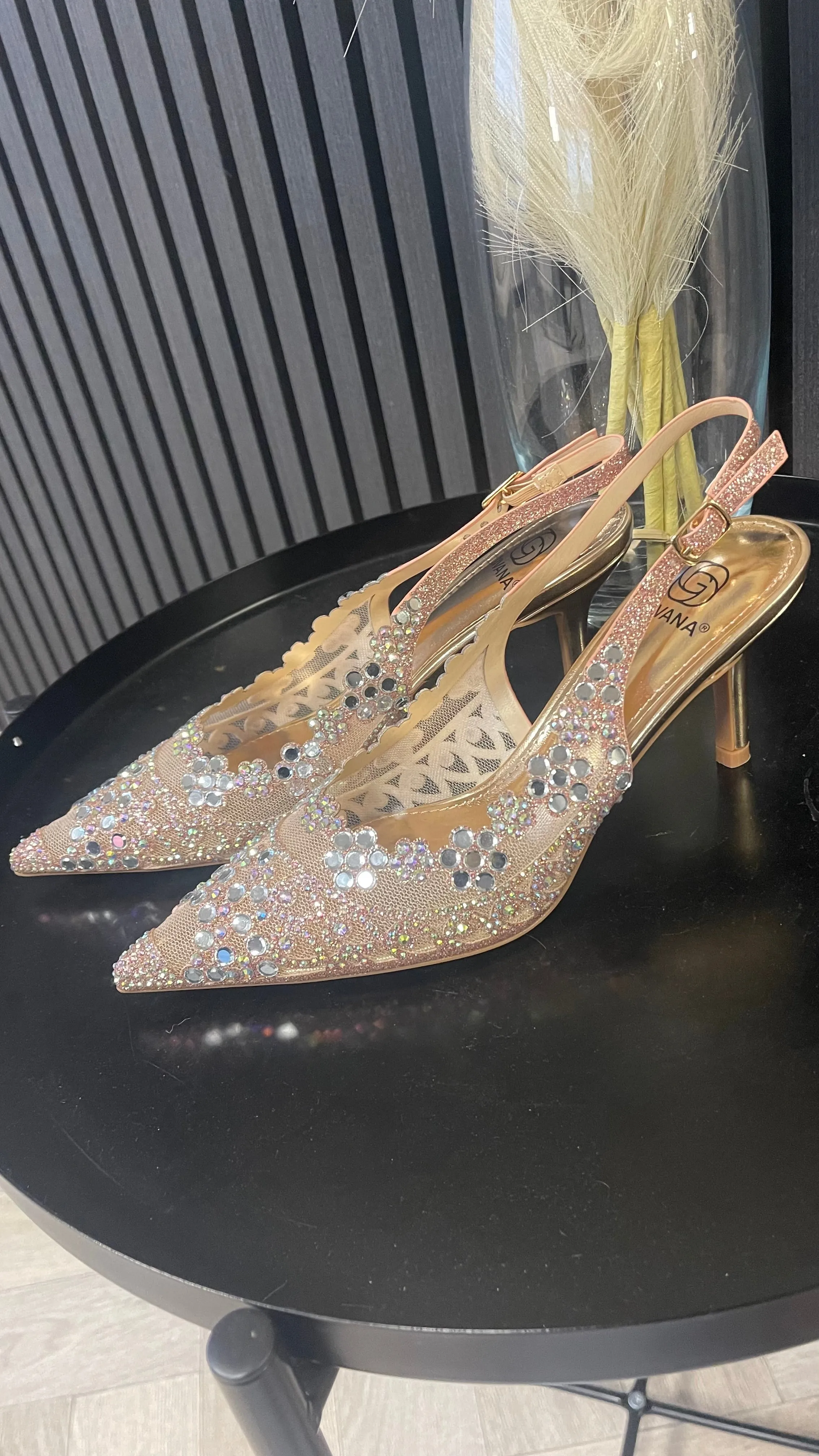 Sinead Champagne Diamante Embellished Slingback Shoes