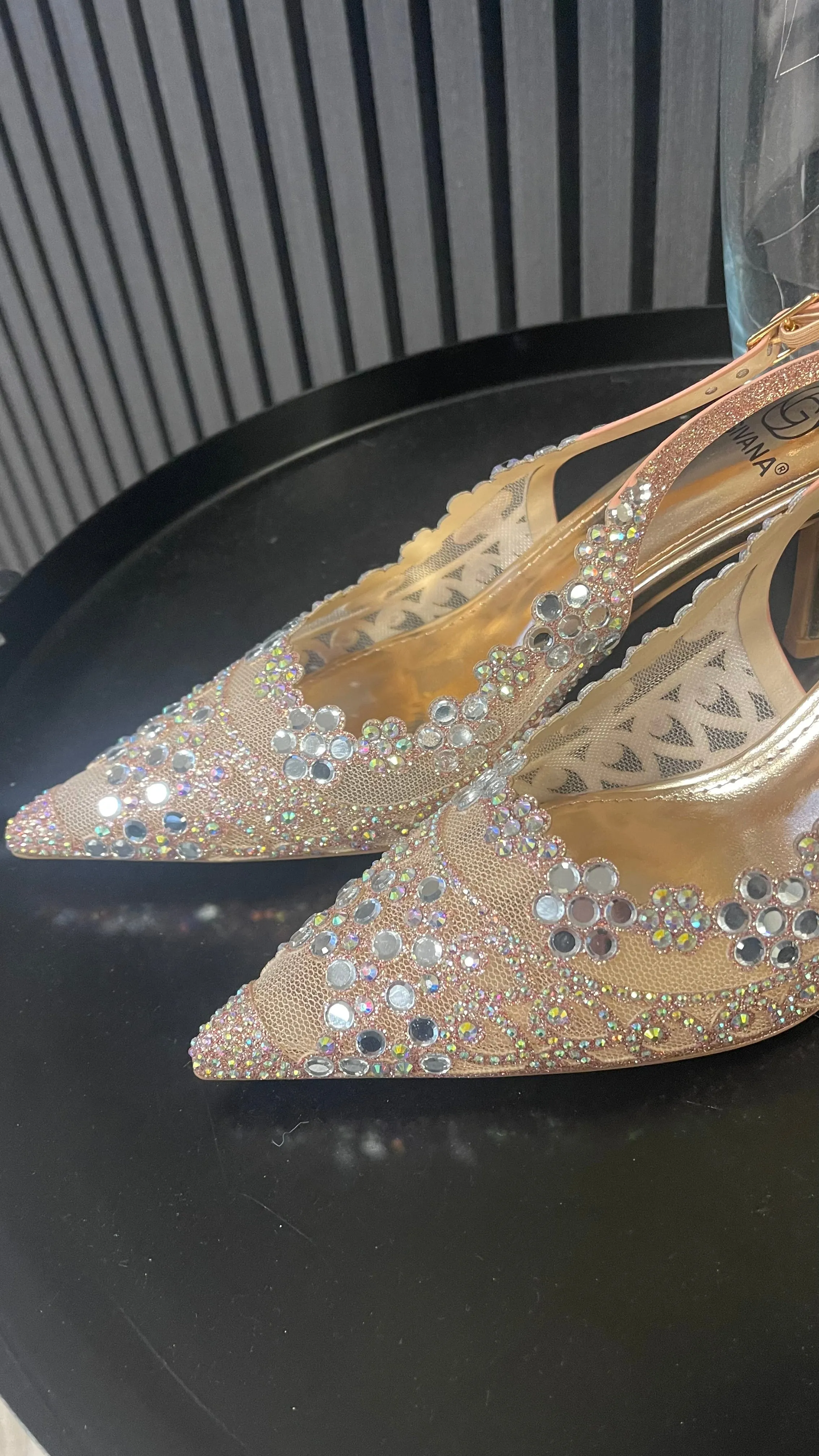 Sinead Champagne Diamante Embellished Slingback Shoes