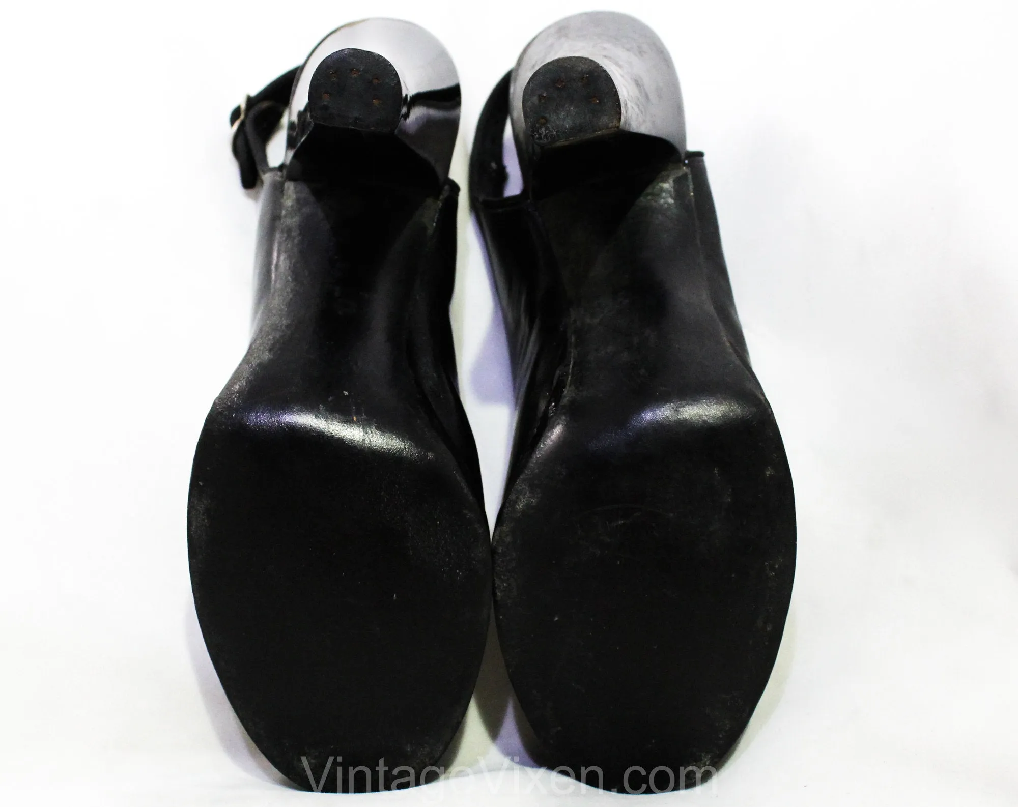 Size 6 1930s Black Shoes - Unworn As Is Peep Toe Platforms with Dovetailed Design - Beautiful Authentic 30s 40s Heels - Chic NOS Deadstock