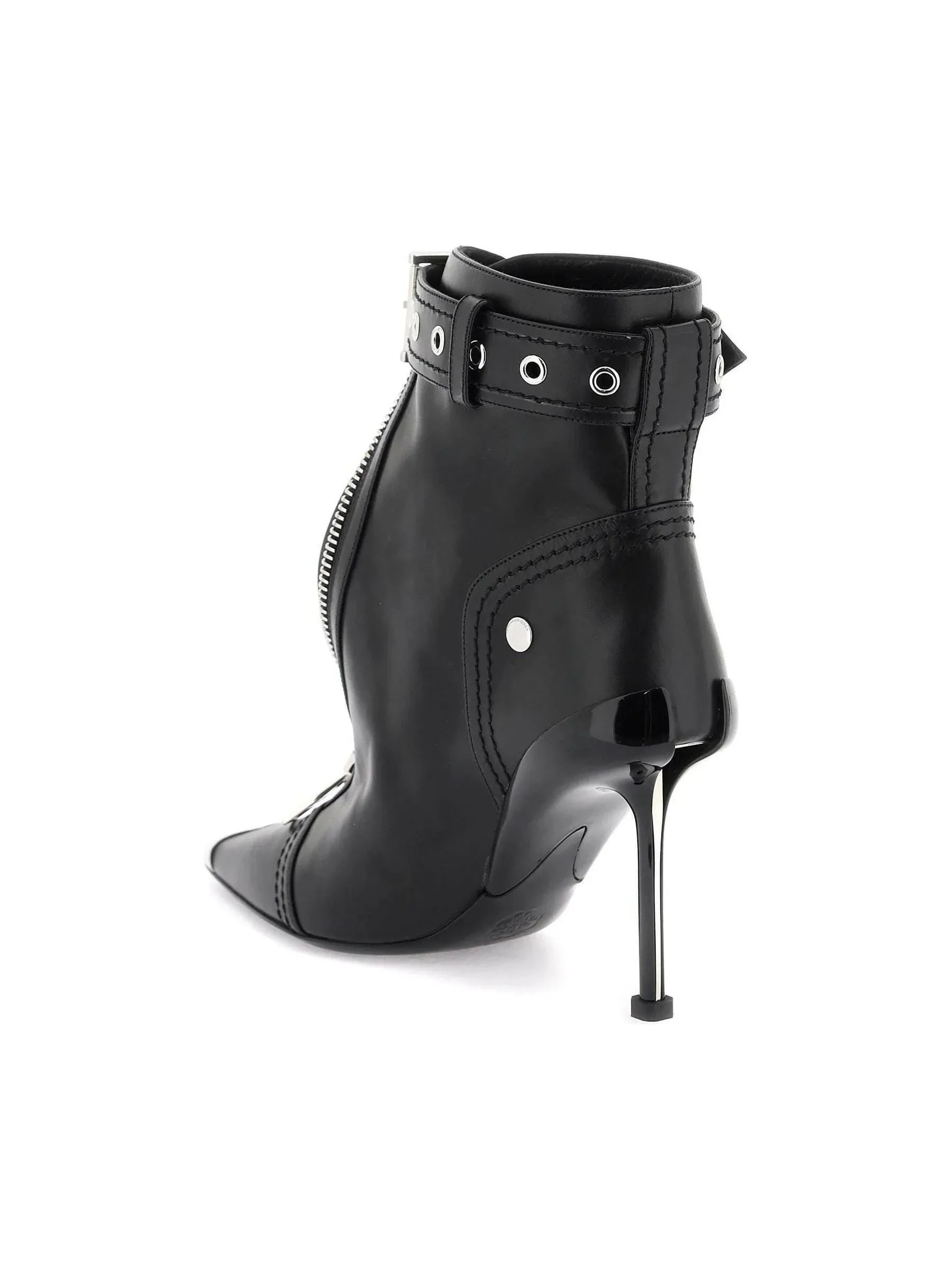 Slash Biker Leather Ankle Boots