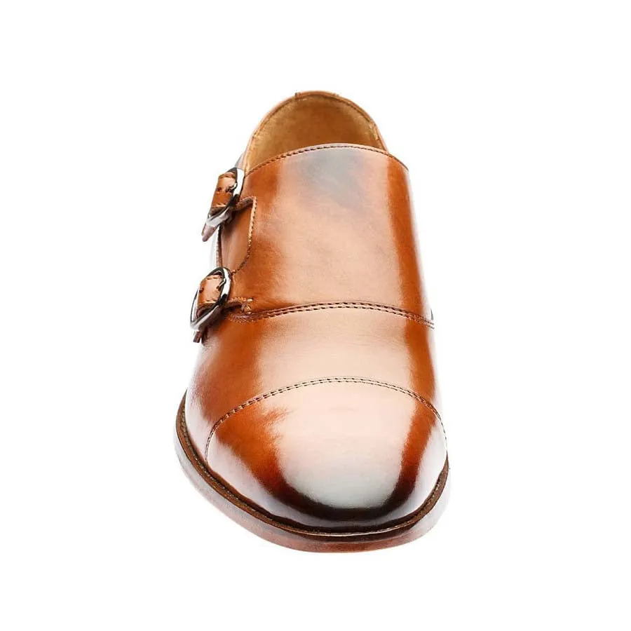 Tan Captoe Side Buckle Monk Straps