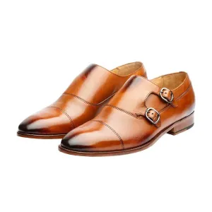 Tan Captoe Side Buckle Monk Straps