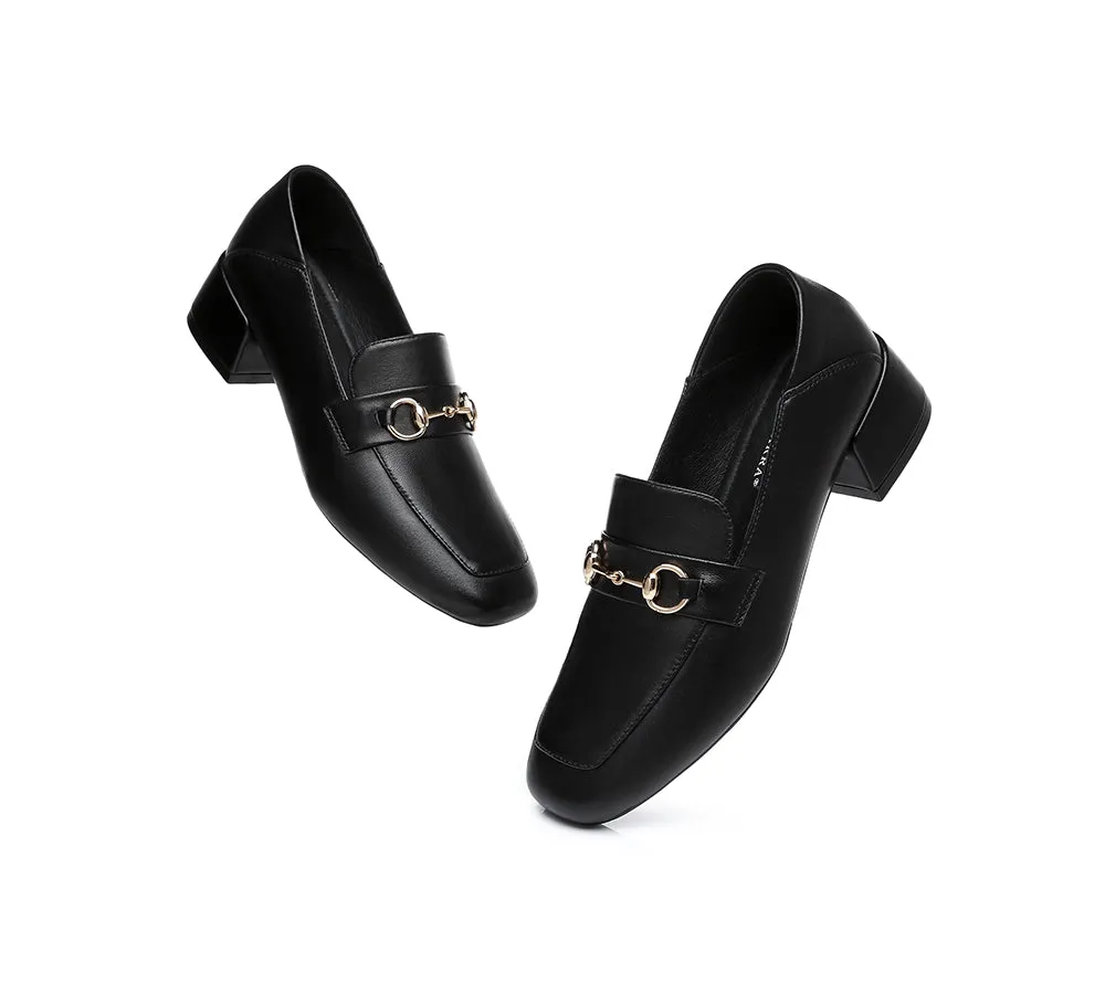 TARRAMARRA® Women Leather Buckle Low Block Heel Loafers Mia